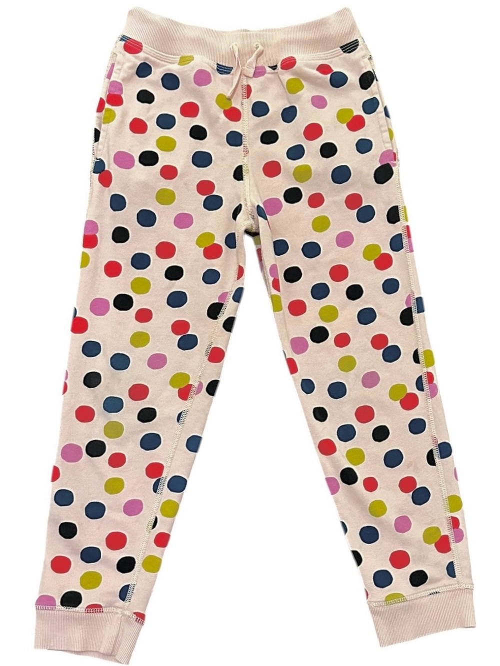 Hanna Andersson Pink Polka Dot Print French Terry Joggers Sweatpants - Size 8